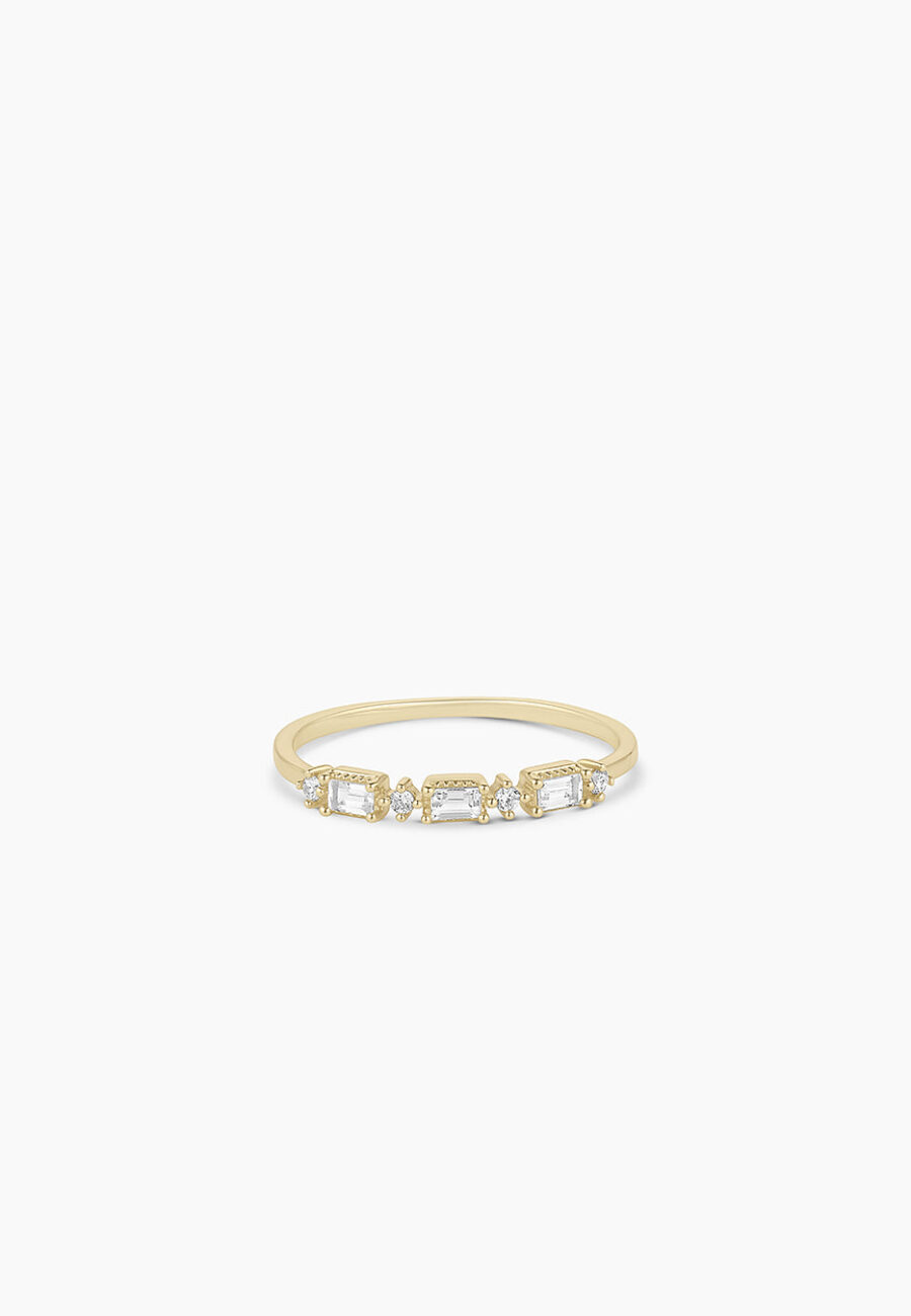 Baguette White Topaz and Diamond Ring